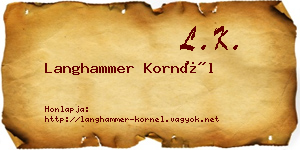Langhammer Kornél névjegykártya